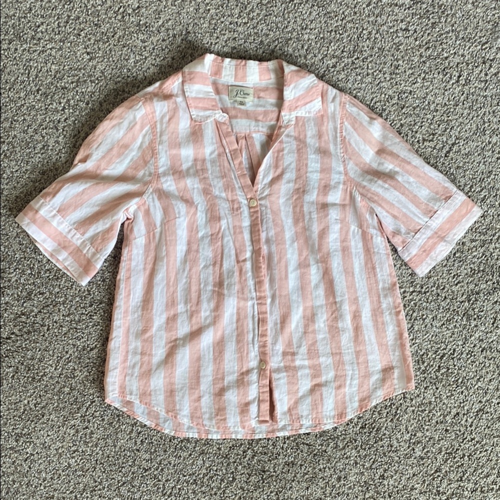 J. Crew Pink and White Button Down Shirt